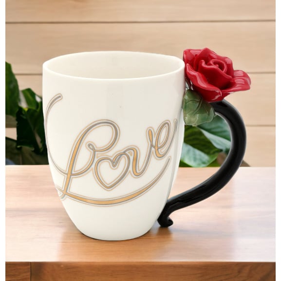 Ceramic Red Rose Mug 10 oz Romantic  Mom Valentines Day Image 2