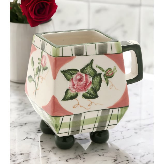 Hand Painted Ceramic Rose Mug 12oz Romantic  Mom Image 1