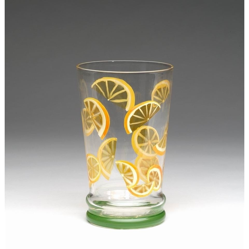 Hand Painted Glass Lemonade Cup 3.33in x 8in  Mom Image 3