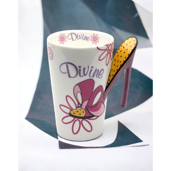 Ceramic High Heels Coffee Mug 12oz Divine Dotted Design Home Gift Image 2