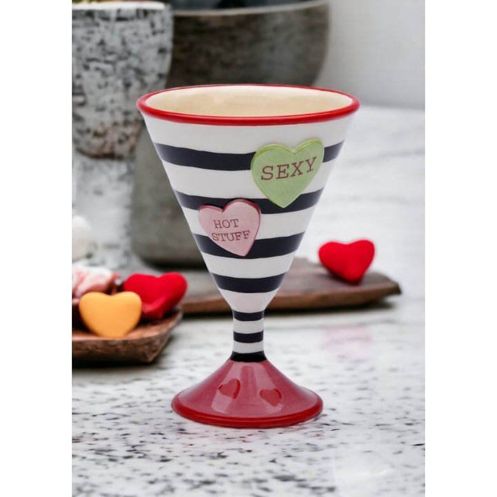 Ceramic Happy Hearts Set of 2 Martini Cups 5 oz Image 1