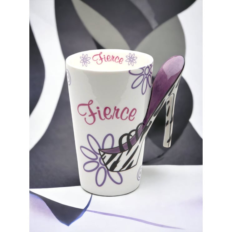 Ceramic Zebra Print High Heel Coffee Mug 12oz Home Office Gift Image 2