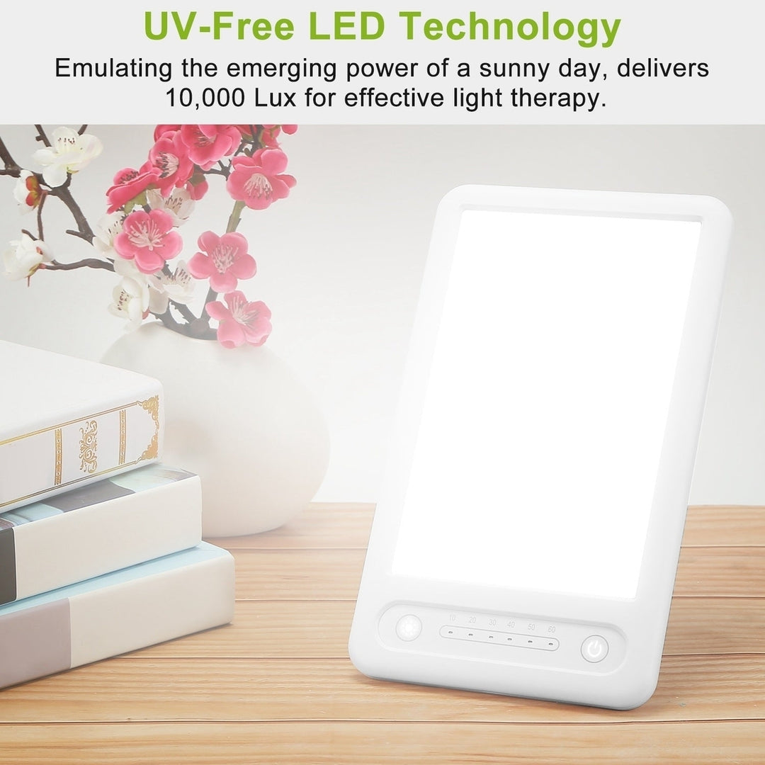 Light Therapy Lamp UV-Free LED 10000 Lux Therapy Light 3 Adjustable Brightness Levels Touch Control Timer Function Image 4