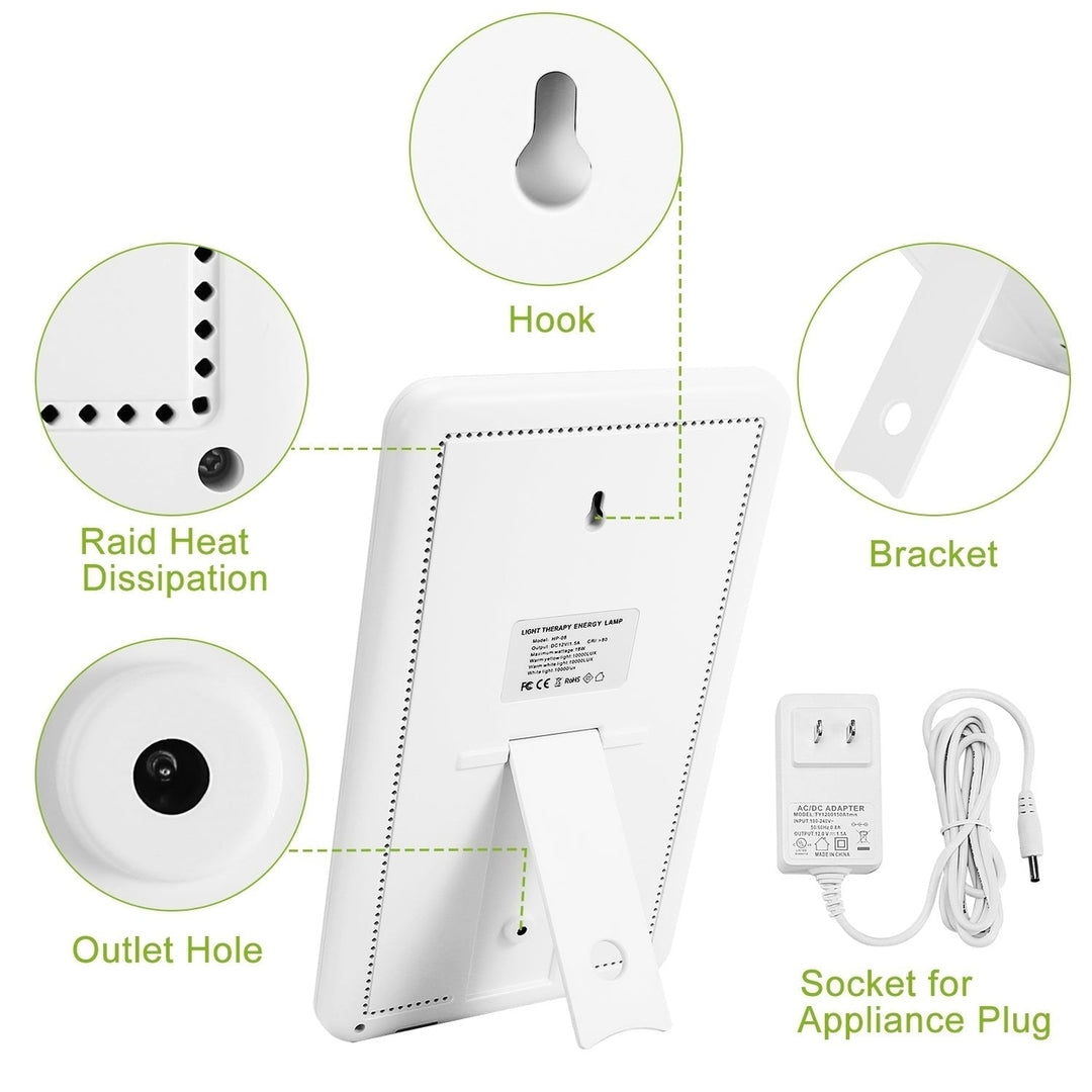 Light Therapy Lamp UV-Free LED 10000 Lux Therapy Light 3 Adjustable Brightness Levels Touch Control Timer Function Image 9