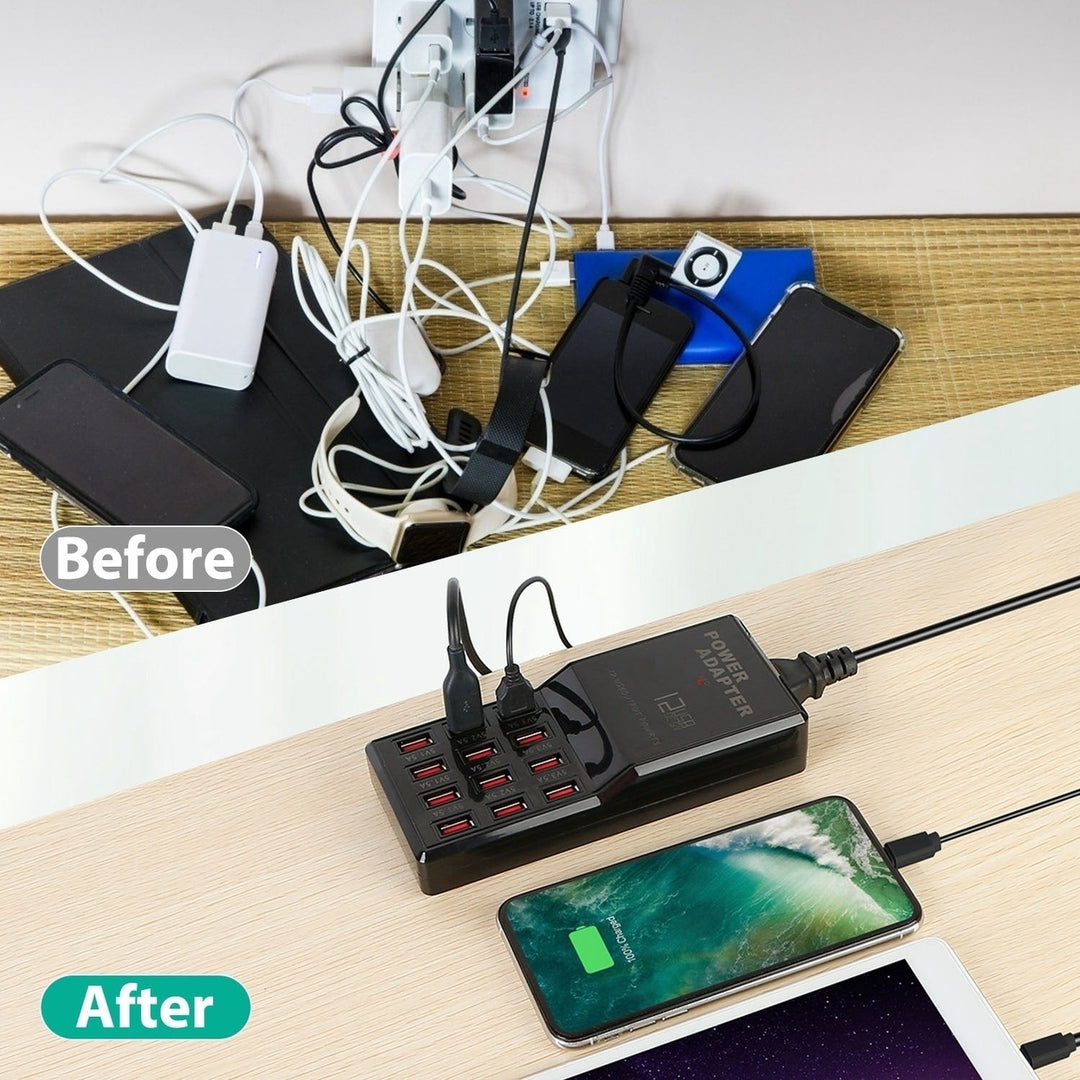 Multi 12 Port USB Charging Station Hub 60W Desktop USB Hub Multiple USB Charger Fast Charge Image 7