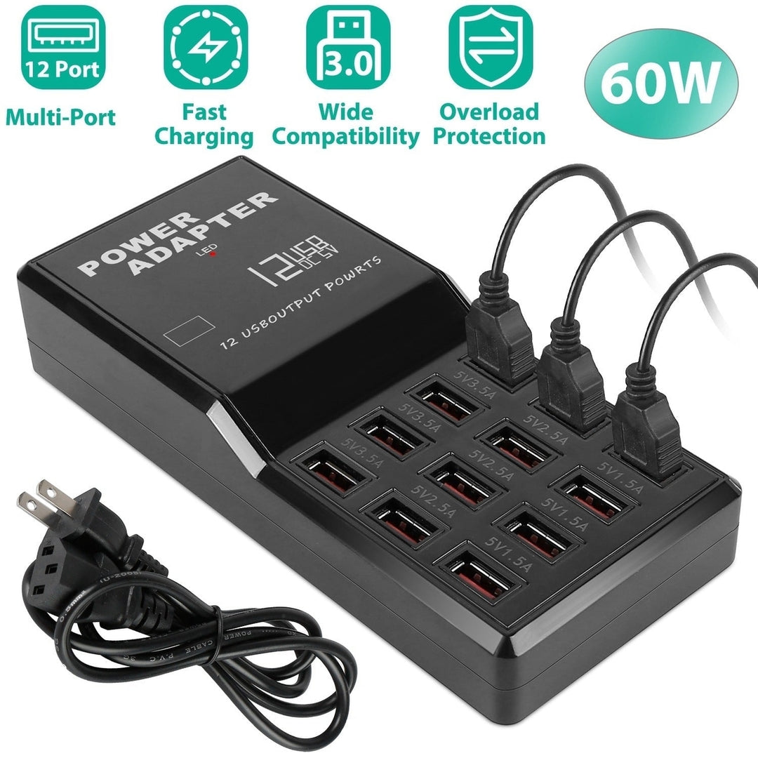 Multi 12 Port USB Charging Station Hub 60W Desktop USB Hub Multiple USB Charger Fast Charge Image 10