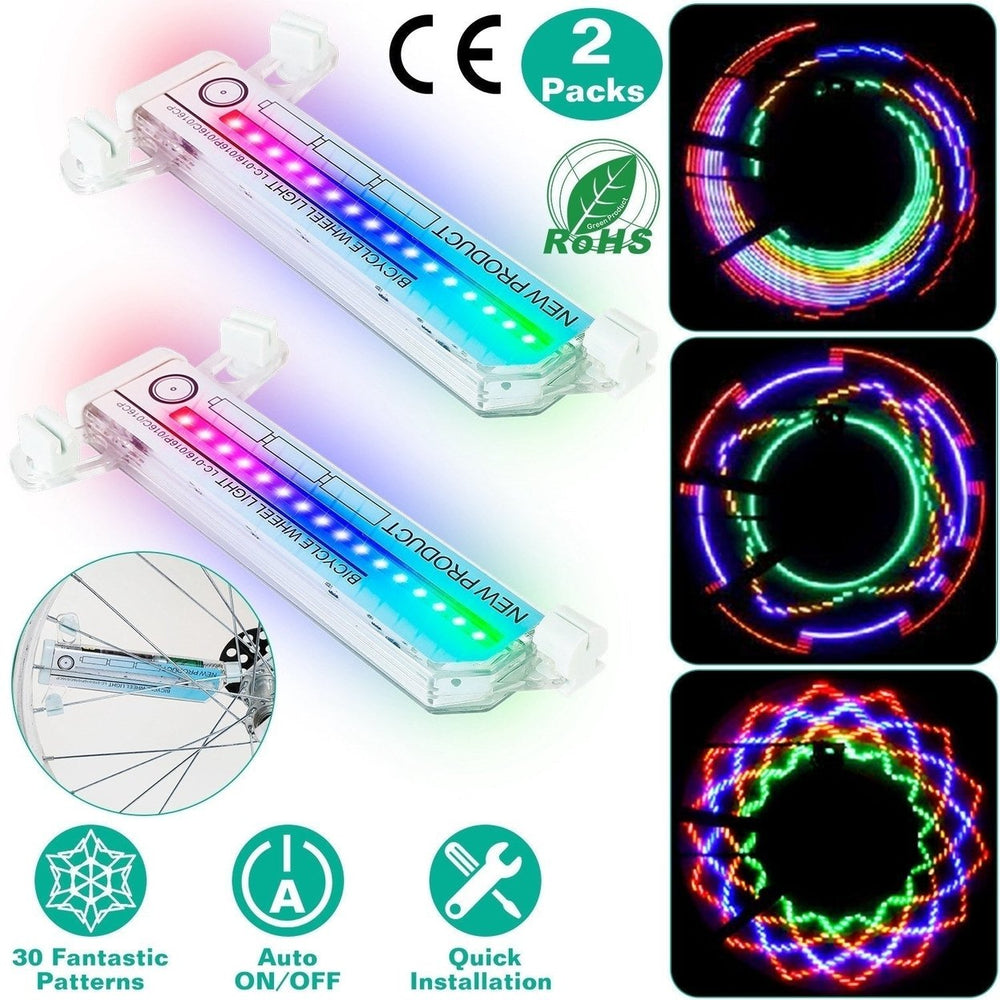 2Pcs 32LEDs Patterns Cycling Lights Rainbow Wheel Tire Flash Lamp Image 2