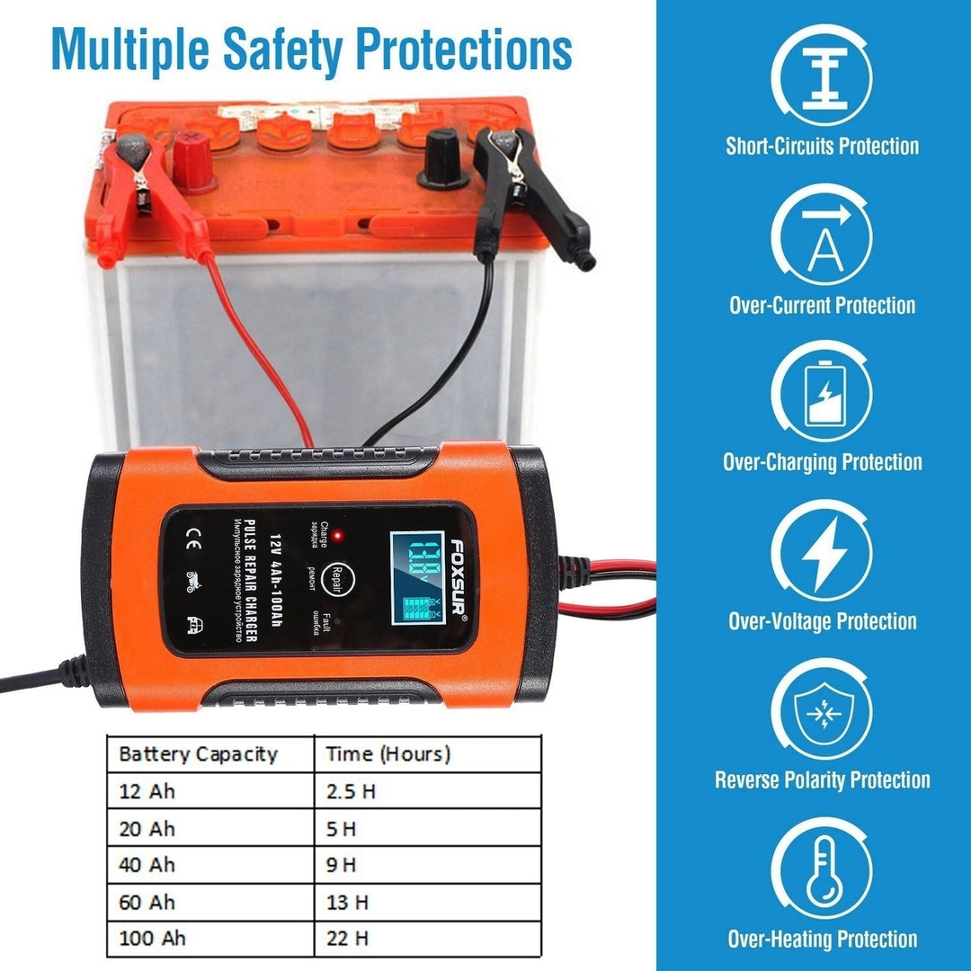 Car Battery Charger 12V 5A LCD Intelligent Auto Motorcycle Boat ATV Recover Pulse Repair Image 8