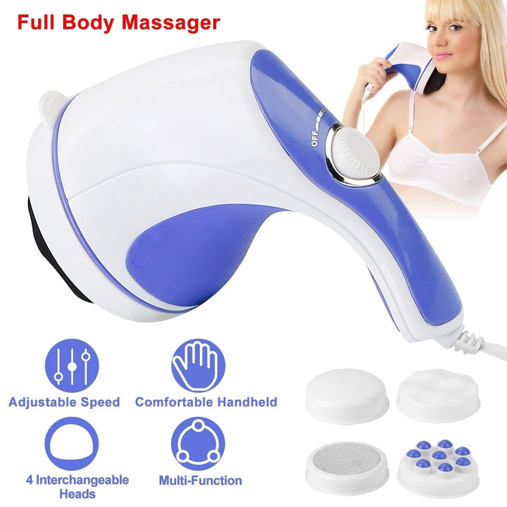Electric Handheld Body Massager Full Body Vibrating Massager with 4 Interchangeable Massager Head Image 2