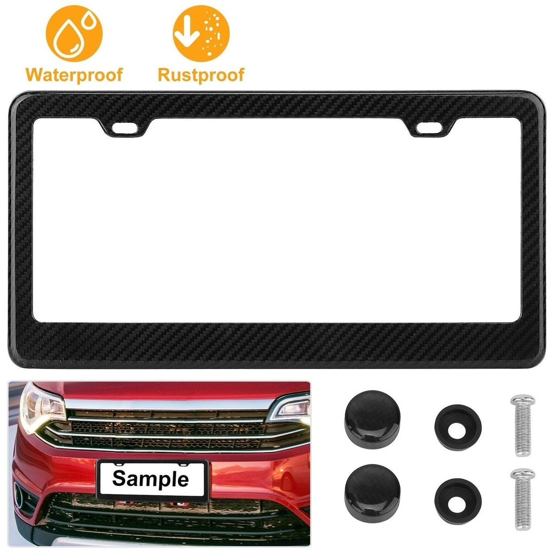 License Plate Frame Rustproof Waterproof Carbon Fiber Black License Plate Frame Image 2