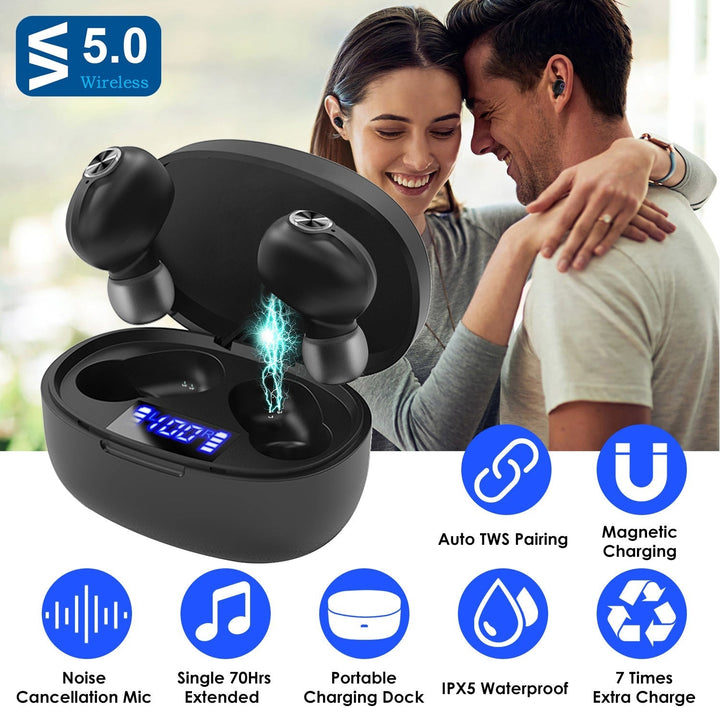 TWS Wireless 5.0 Earbuds In-Ear Stereo Headset Noise Canceling Earphone Headsets with Mic Image 2