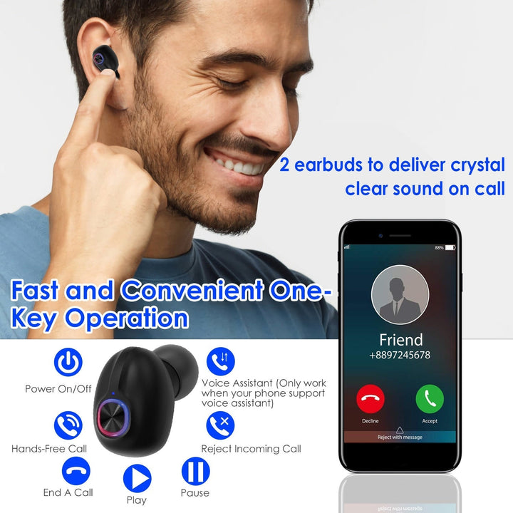 TWS Wireless 5.0 Earbuds In-Ear Stereo Headset Noise Canceling Earphone Headsets with Mic Image 4