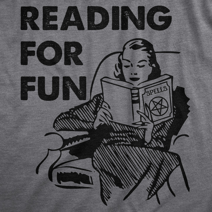 Mens Reading For Fun T Shirt Funny Witch Spell Book Joke Tee For Guys Image 2