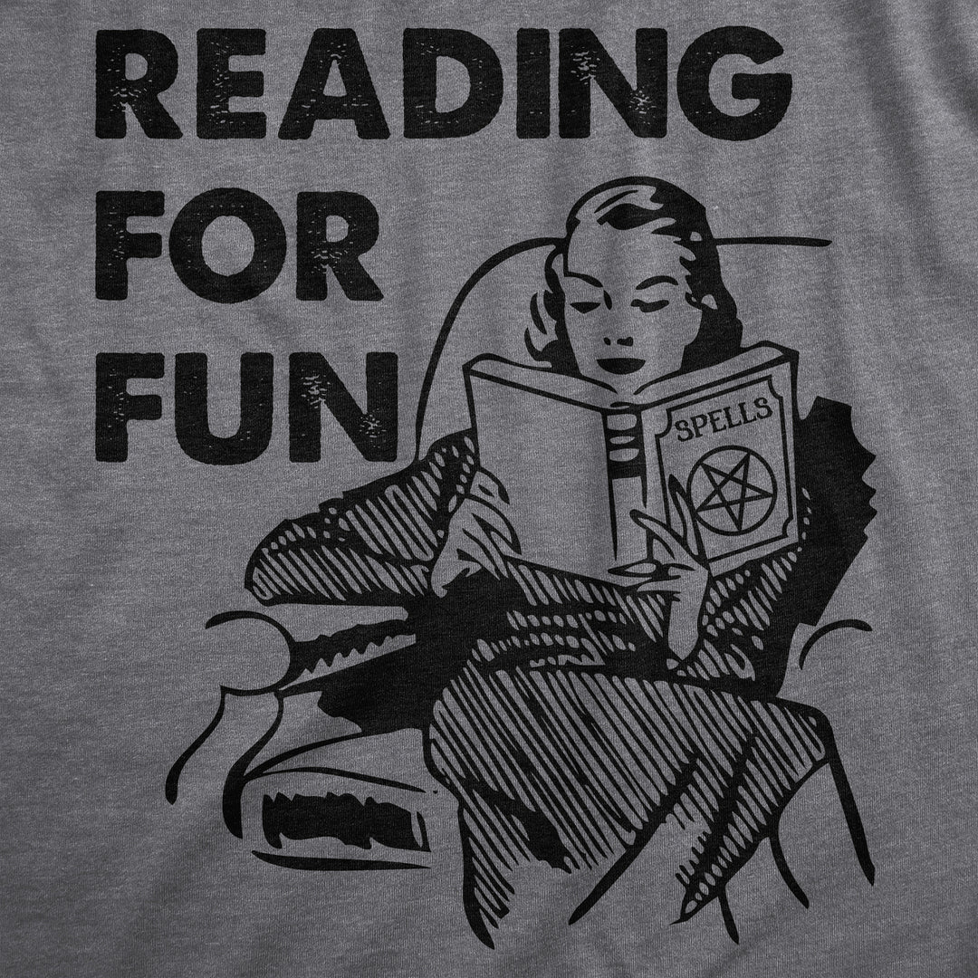 Womens Reading For Fun T Shirt Funny Witch Spell Book Joke Tee For Ladies Image 2