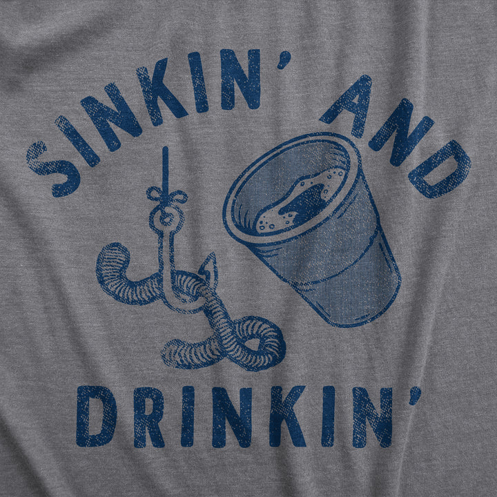 Mens Sinkin And Drinkin T Shirt Funny Fishing Beer Lovers Joke Tee For Guys Image 2