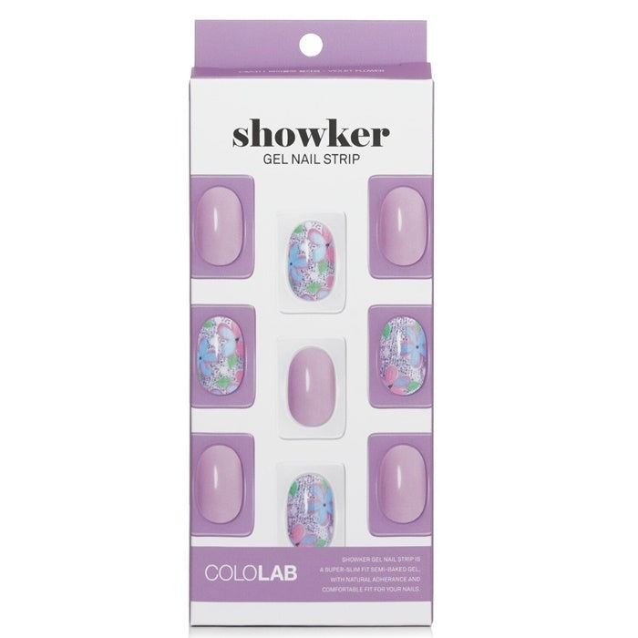Cololab Showker Gel Nail Strip  CSA311 Violet Flower 1pcs Image 1