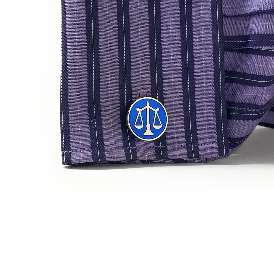 Scales of Justice Cufflinks Blue Enamel Silver Platted Attorney Gift Lawyer Gift Judge Lawyer Svg Cuffs Links Justice Image 4