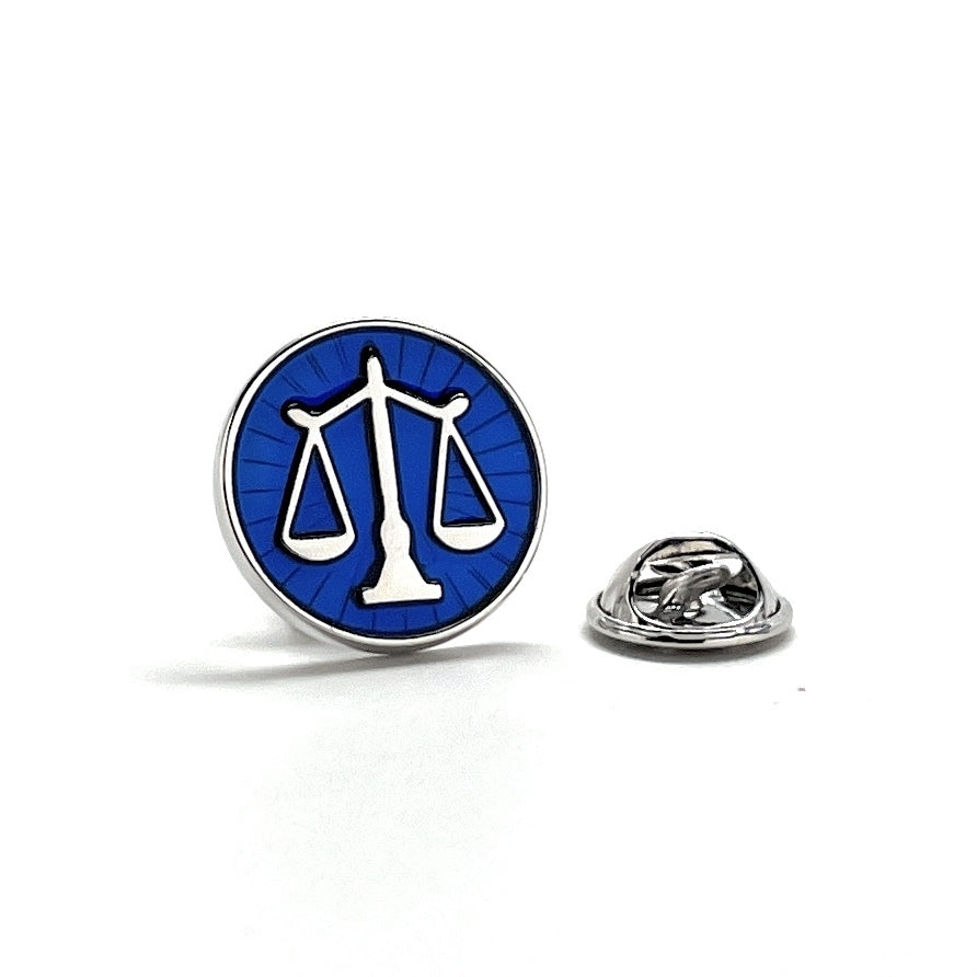 Scale of Justice Pin Lawyer Enamel Pin Court of Law Attorney Judge Tie Tack Law Student Blue Enamel Silver Trim Pro Pin Image 1