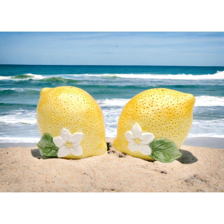 Hand Painted Ceramic Lemon Salt and Pepper Shakers 3.5 Inch Gift Image 2