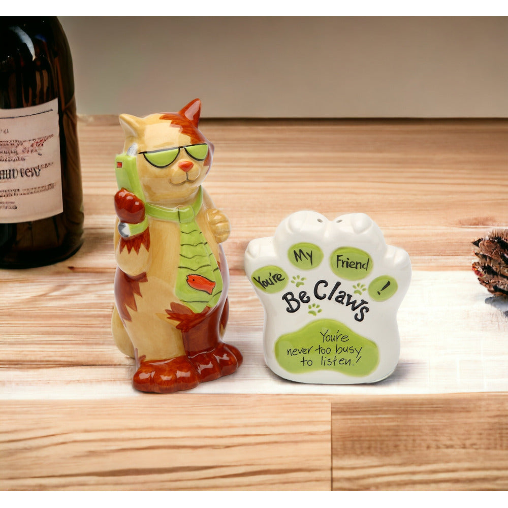 Ceramic Cat Salt and Pepper Shakers Youre Never Too Busy Gift Image 2