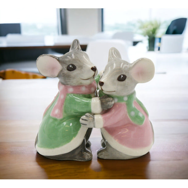 Pastel Color Ceramic Christmas Mice Salt And Pepper ShakersHome DcorKitchen DcorChristmas Dcor Image 2