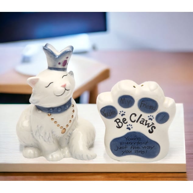 Ceramic Cat Salt and Pepper Set You Are Perfect Just The Way You Are Image 1