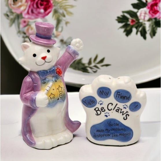 Ceramic Cat Salt and Pepper Shakers Gift for Cat Lovers 2 Piece Set Image 2