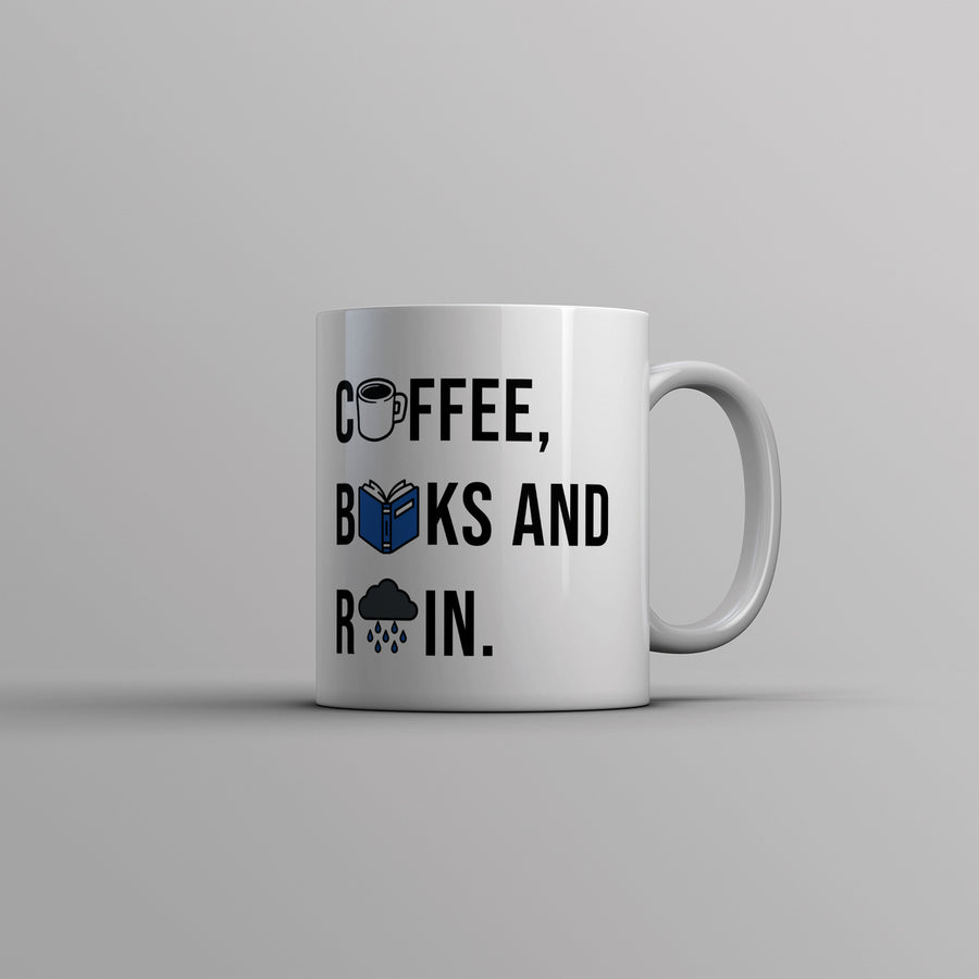 Coffee Books And Rain Mug Funny Caffeine Reading Storm Lovers Novelty Cup-11oz Image 1