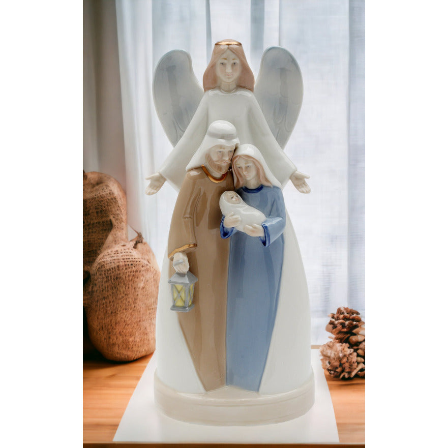 Ceramic Holy Family Angel Music Box 10.25 inch Home Image 1