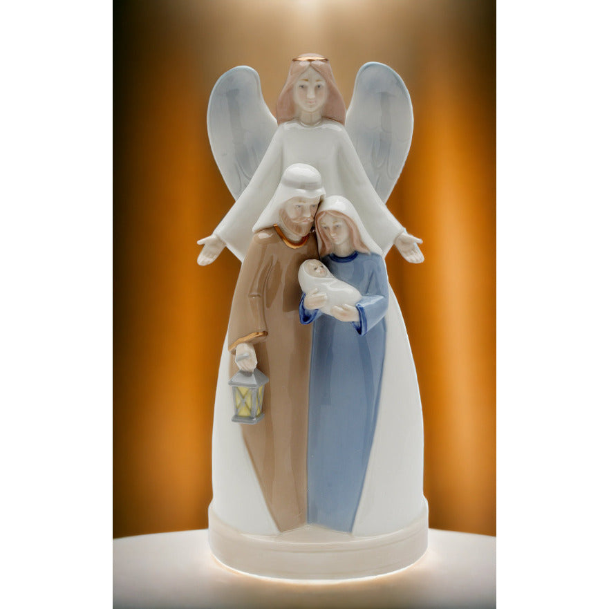 Ceramic Holy Family Angel Music Box 10.25 inch Home Image 2