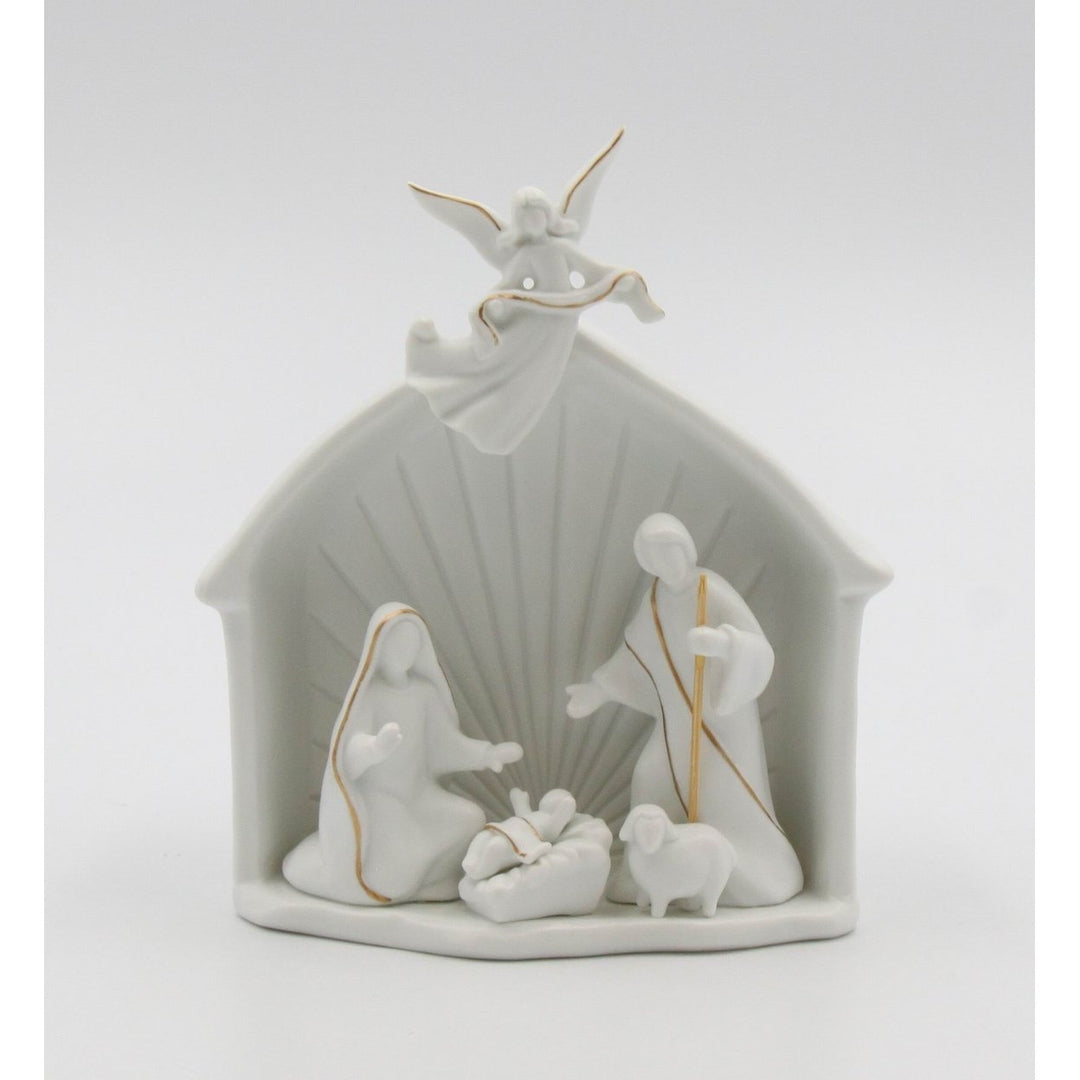 Kevins Gift Shoppe Ceramic Holy Family Nativity Scene with Angel LED Nightlight Image 3