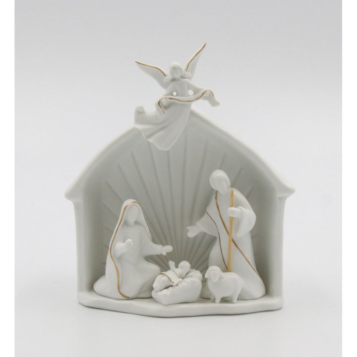 Kevins Gift Shoppe Ceramic Holy Family Nativity Scene with Angel LED Nightlight Image 3