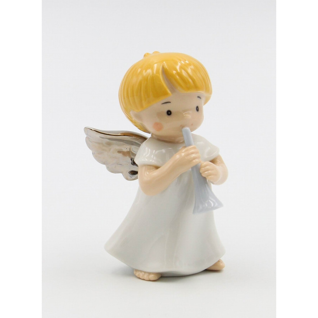 Ceramic Angel Trumpet Figurine 3.25in Religious Image 3