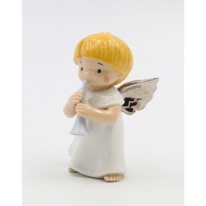 Ceramic Angel Trumpet Figurine 3.25in Religious Image 4