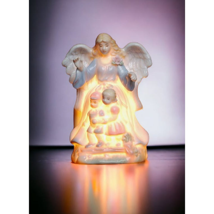 Ceramic Lighted Guardian Angel Nightlight 6 Inch Religious Gift Image 3