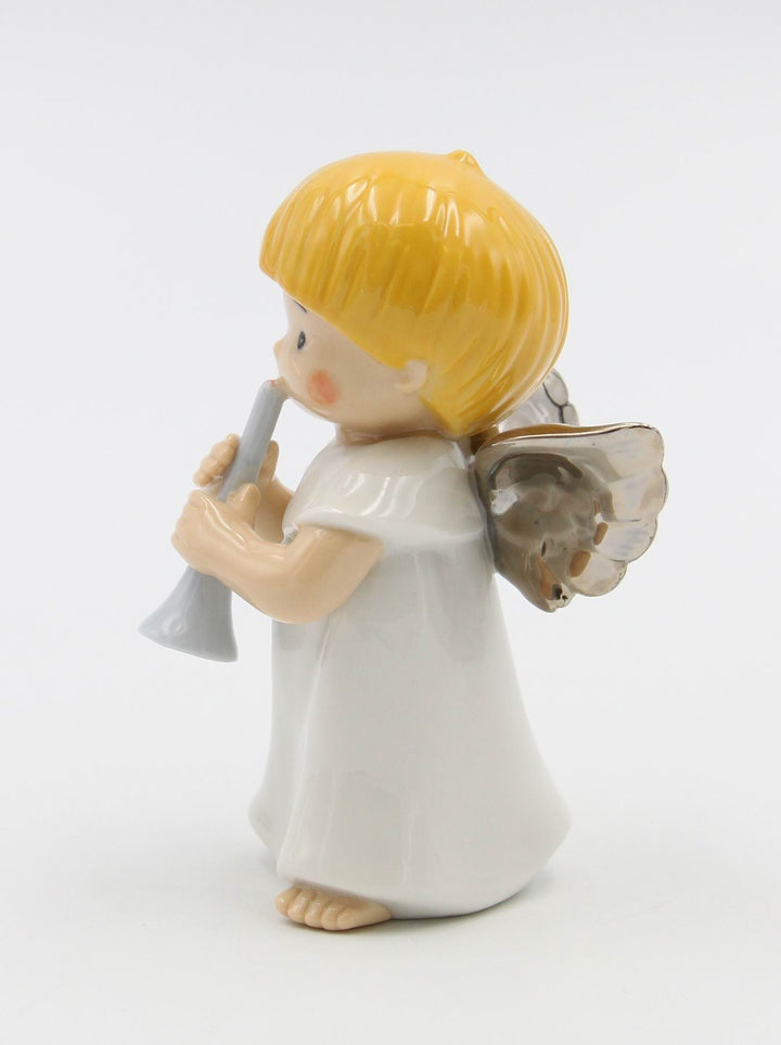 Ceramic Angel Trumpet Figurine 3.25in Religious Image 4