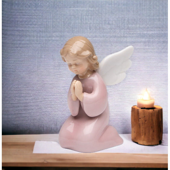 Ceramic Praying Angel Girl with Wings FigurineHome DcorReligious DcorReligious GiftChurch Dcor, Image 1