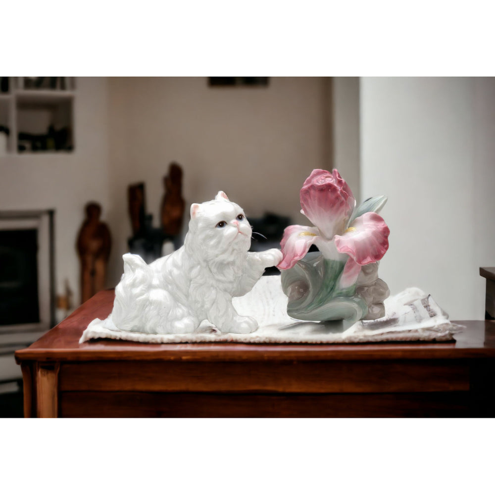 Ceramic Persian Cat and Iris Flower Salt and PepperHome DcorKitchen Dcor, Image 2