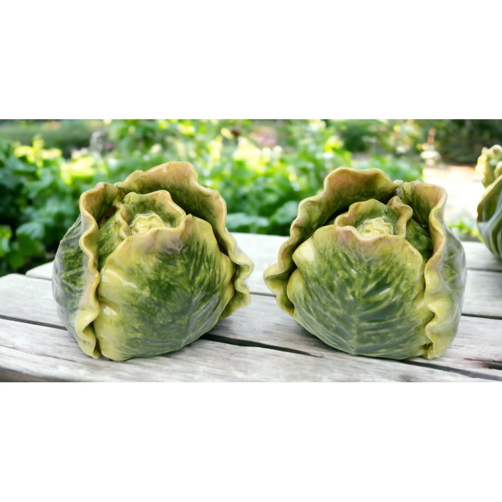 Handcrafted Ceramic Cabbage Salt and Pepper Shakers Gift Image 1