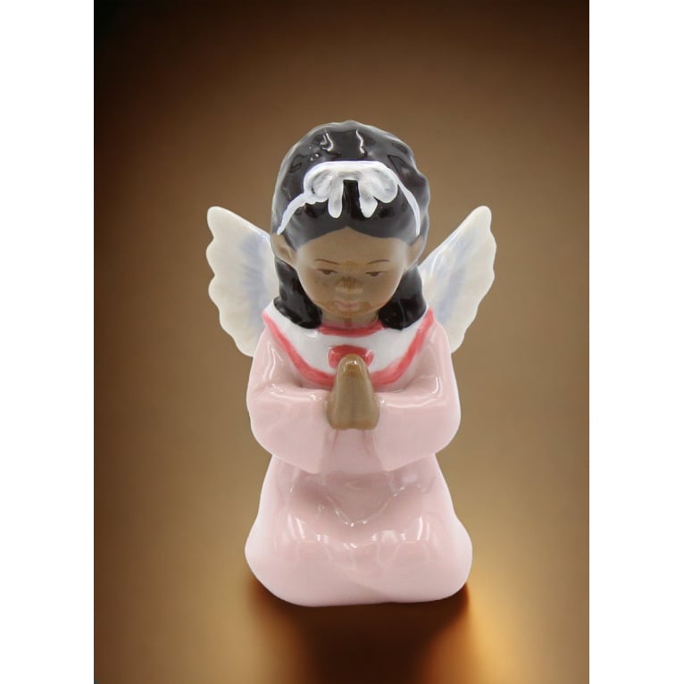 Ceramic African American Guardian Angel Girl Praying Figurine Home D cor Religious D cor Religious Gift Church D cor, Image 2