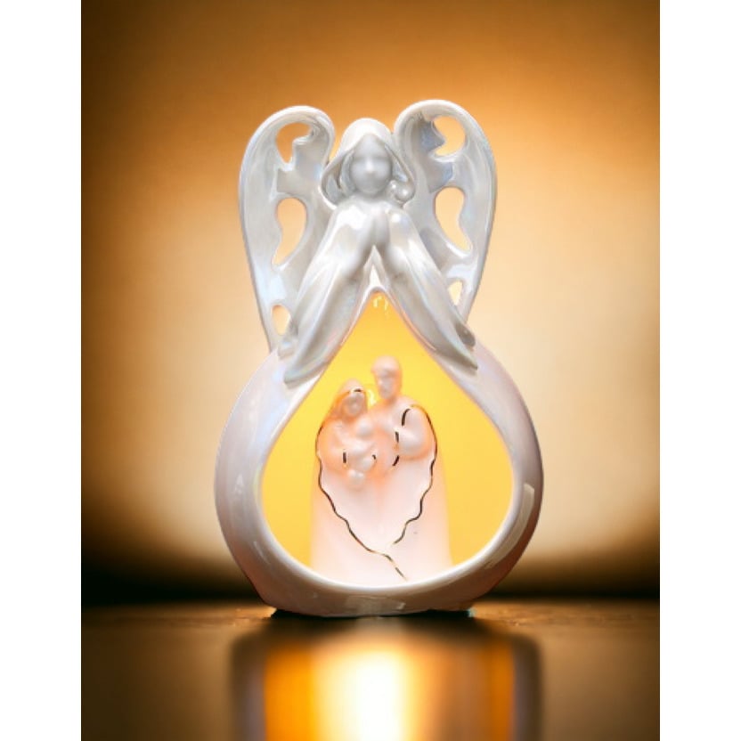 Ceramic Angel Holy Family Night Light 3 1/4" Home Gift Image 1