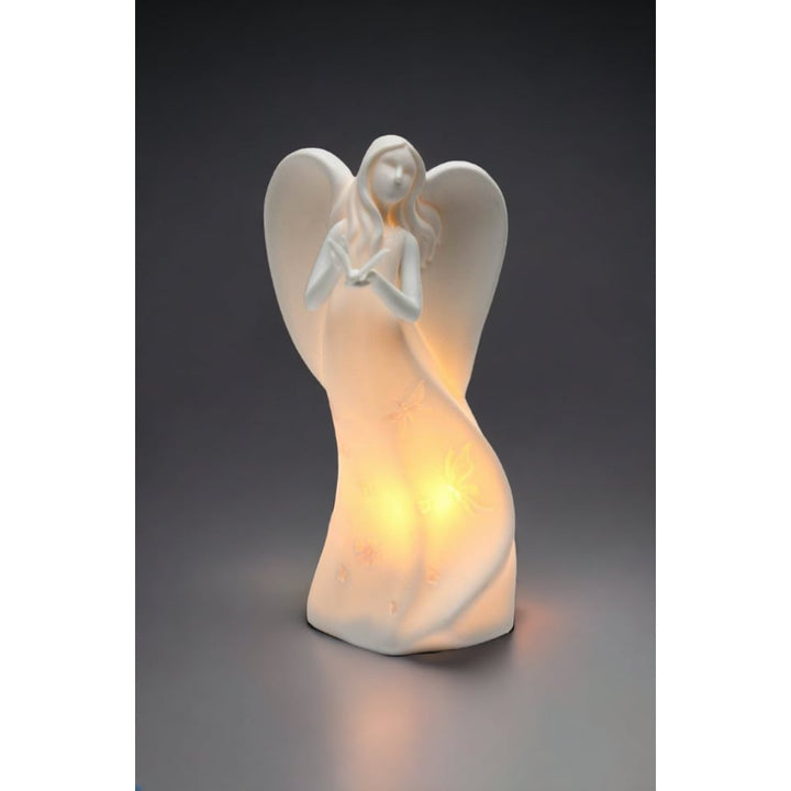 Ceramic Angel Holding Butterfly Nightlight 7.125 Inch Religious Gift Image 2