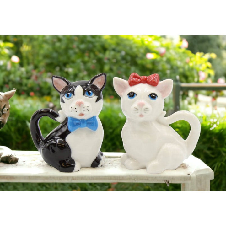 Ceramic Black and White Cat Salt and Pepper Shakers Gift for Cat Image 1