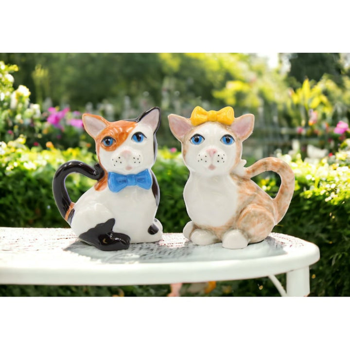 Hand Painted Ceramic Cat Salt and Pepper Shakers Gift for Cat Image 1