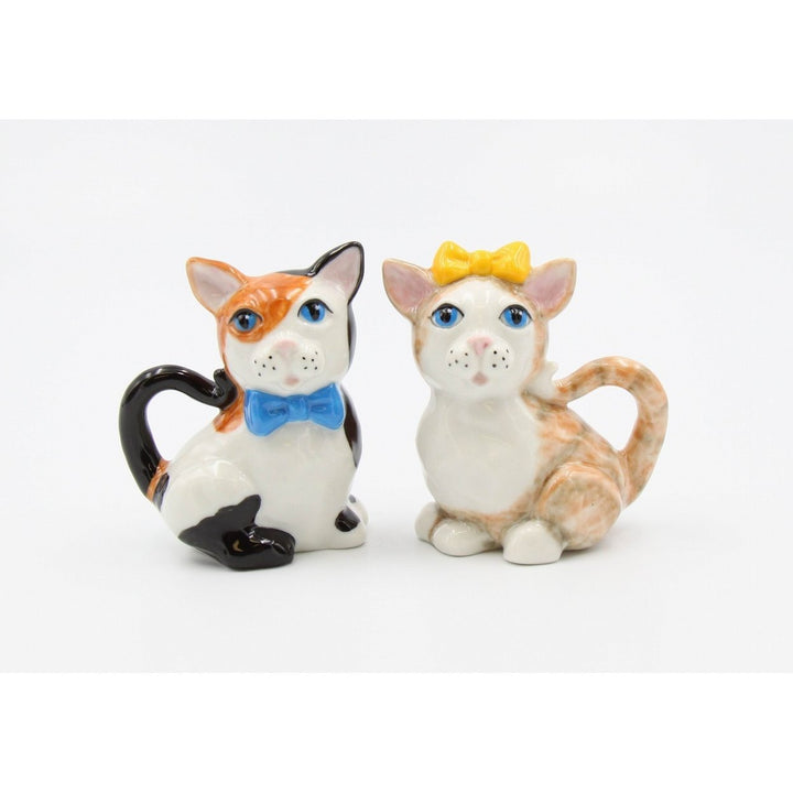 Hand Painted Ceramic Cat Salt and Pepper Shakers Gift for Cat Image 3