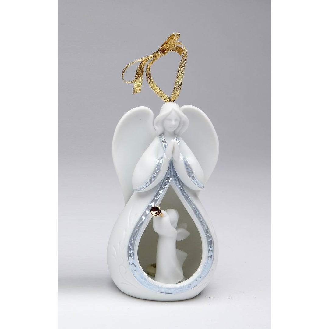 Ceramic Trumpeting Angel Ornament 2.5" Baptism Christmas Gift Image 3