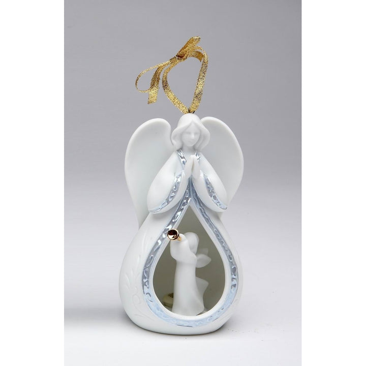 Ceramic Trumpeting Angel Ornament 2.5" Baptism Christmas Gift Image 3