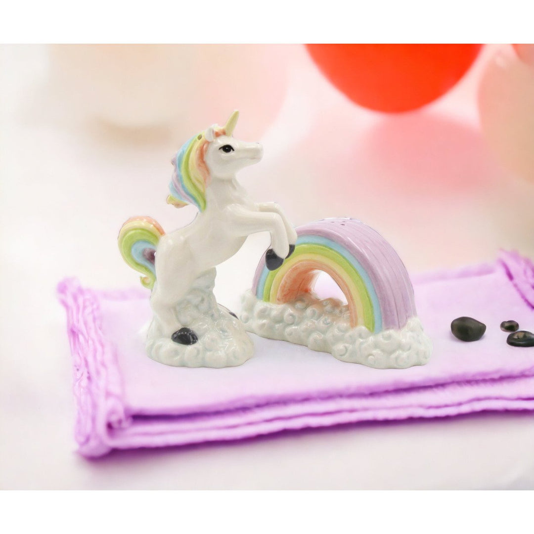 Ceramic Unicorn Salt and Pepper Shakers Rainbow  Daughter Image 2