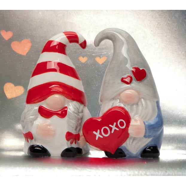 Ceramic Valentine Gnome Salt And Pepper Home D cor  Kitchen D cor Valentine s Day D cor Romantic D cor Image 2