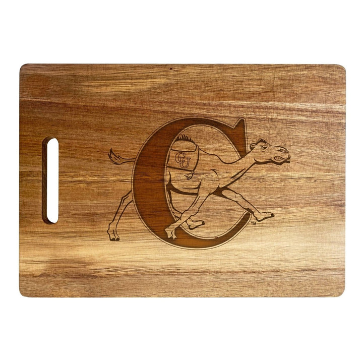 Campbell University Fighting Camels Classic Acacia Wood Cutting Board - Small Corner Logo Image 2